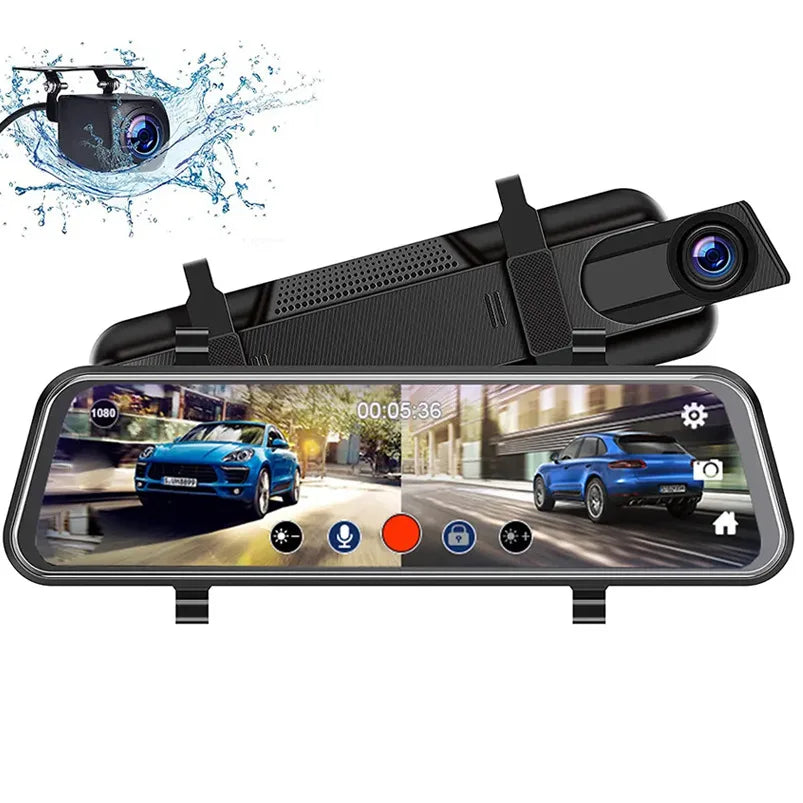2K 10 Inch Dash Cam DVR Car Front and Rear Dual Camera Mirror Recorder HD Dashboard Video Night Vision WiFi Parking Monitor