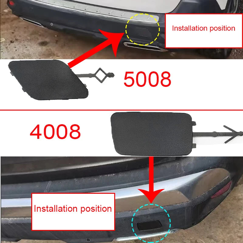 For Peugeot 4008 5008 Rear Bumper Trailer Cover Tow Hook Cover Traction Hook Cover
