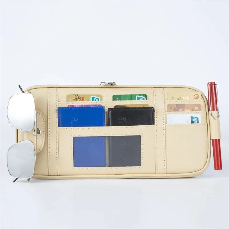 Car Visor Organizer Storage Box Sunglasses Clip Stowing Tidying Car Accessories Bag Bill Pen Card Holder CD DVD Organizer