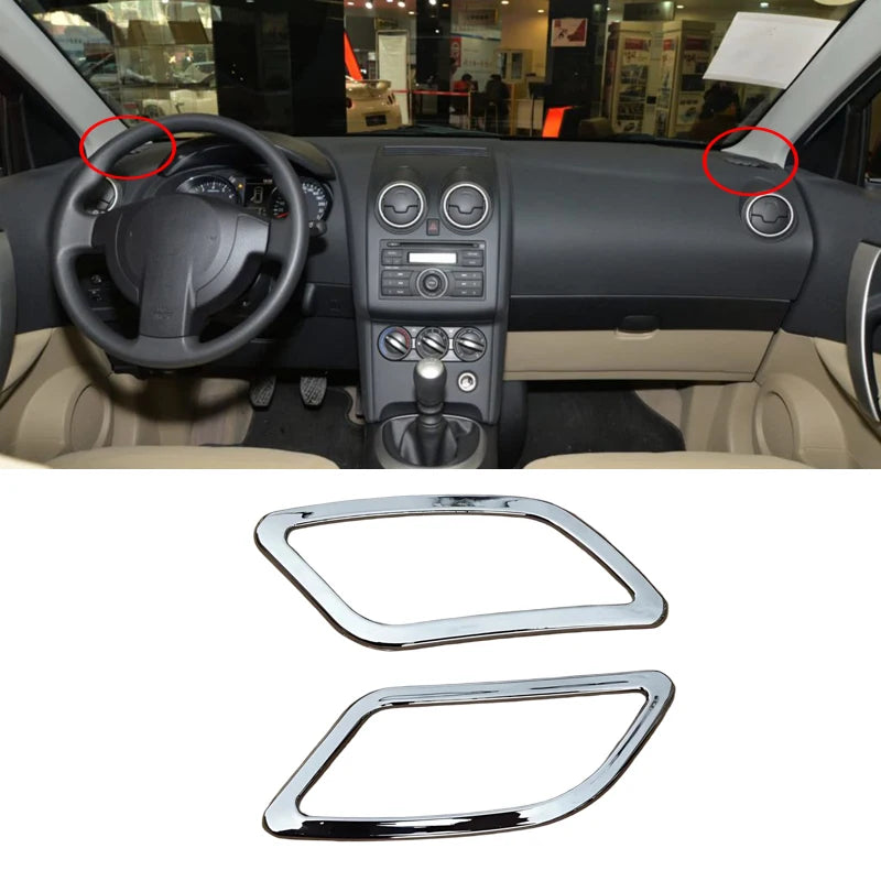 For Nissan Qashqai 2006 2007 2008 2009 2010 2011 J10 Car Accessories Trim Air Conditioner Outlet ABS Chrome Cover
