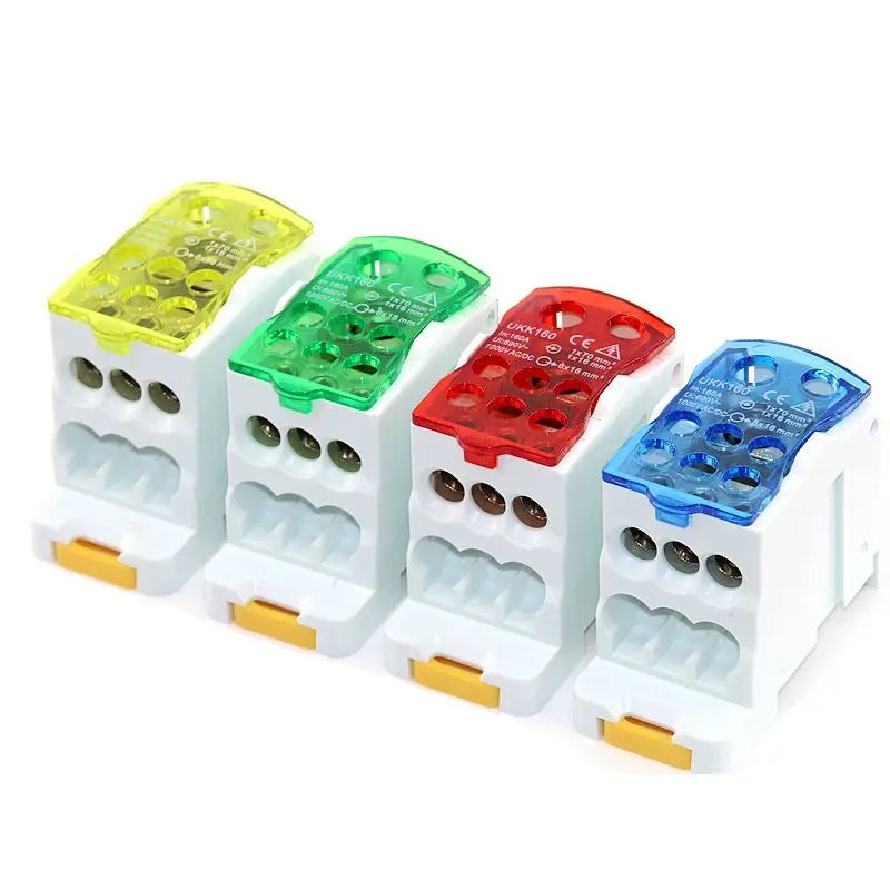 Bloque de terminales de riel DIN dividido eléctrico, caja de conexiones, cable de alimentación, conector eléctrico UKK80A, 125A, 160A, 250A, 400A y 500A