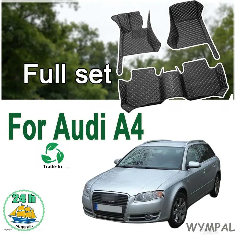 Car Floor Mats For Audi A4 Avant B5 B6 B7 8D 8E 8H 1995~2008 Luxury Leather Rug Anti Dirt Pad Auto Mat Full Set Car Accessories