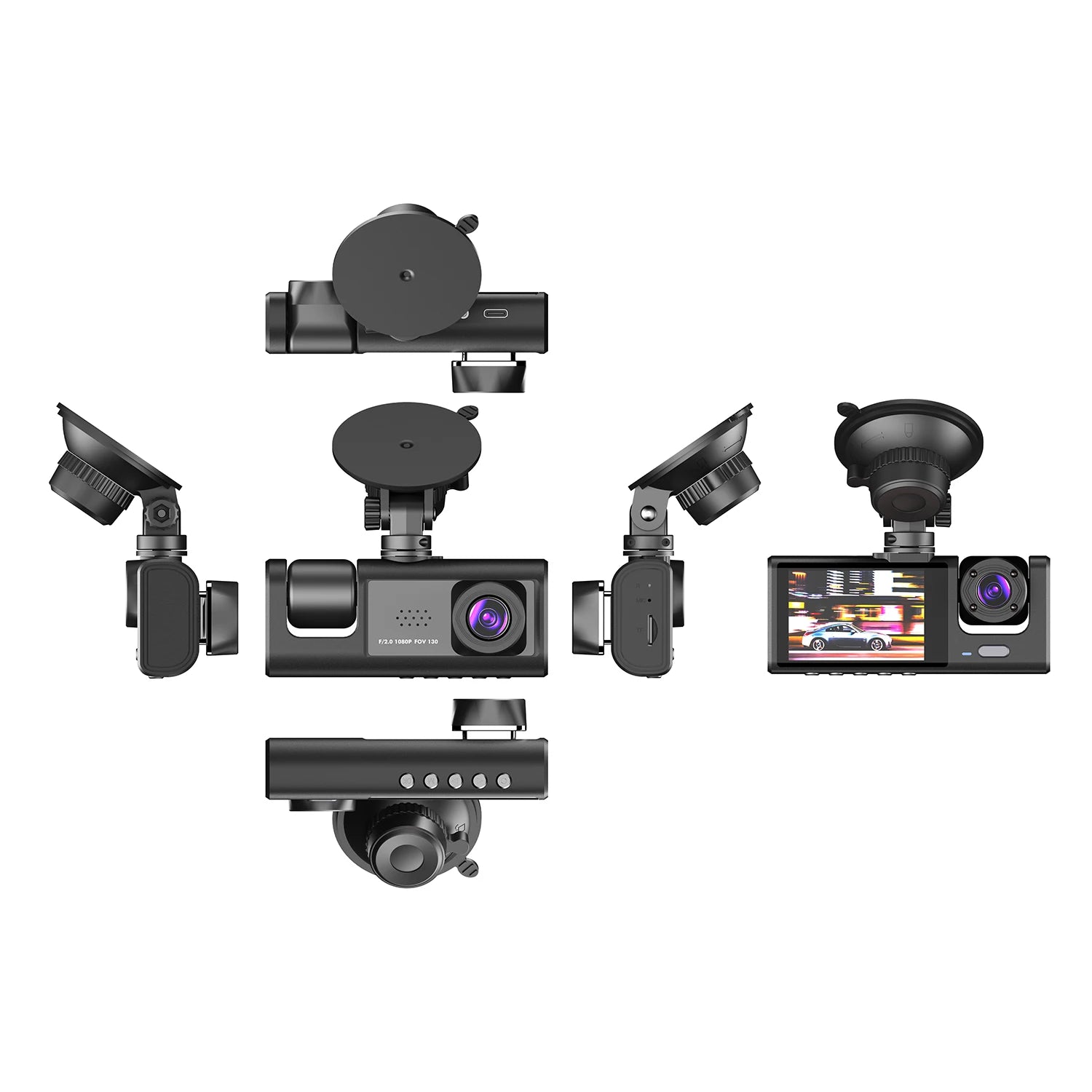 Car DVR S1 2"Screen HD 1080P 3 Cameras+WiFi Dash Cam Front/Rear/In Car for Vehicle Recorder Video Front Optional Rear Camera