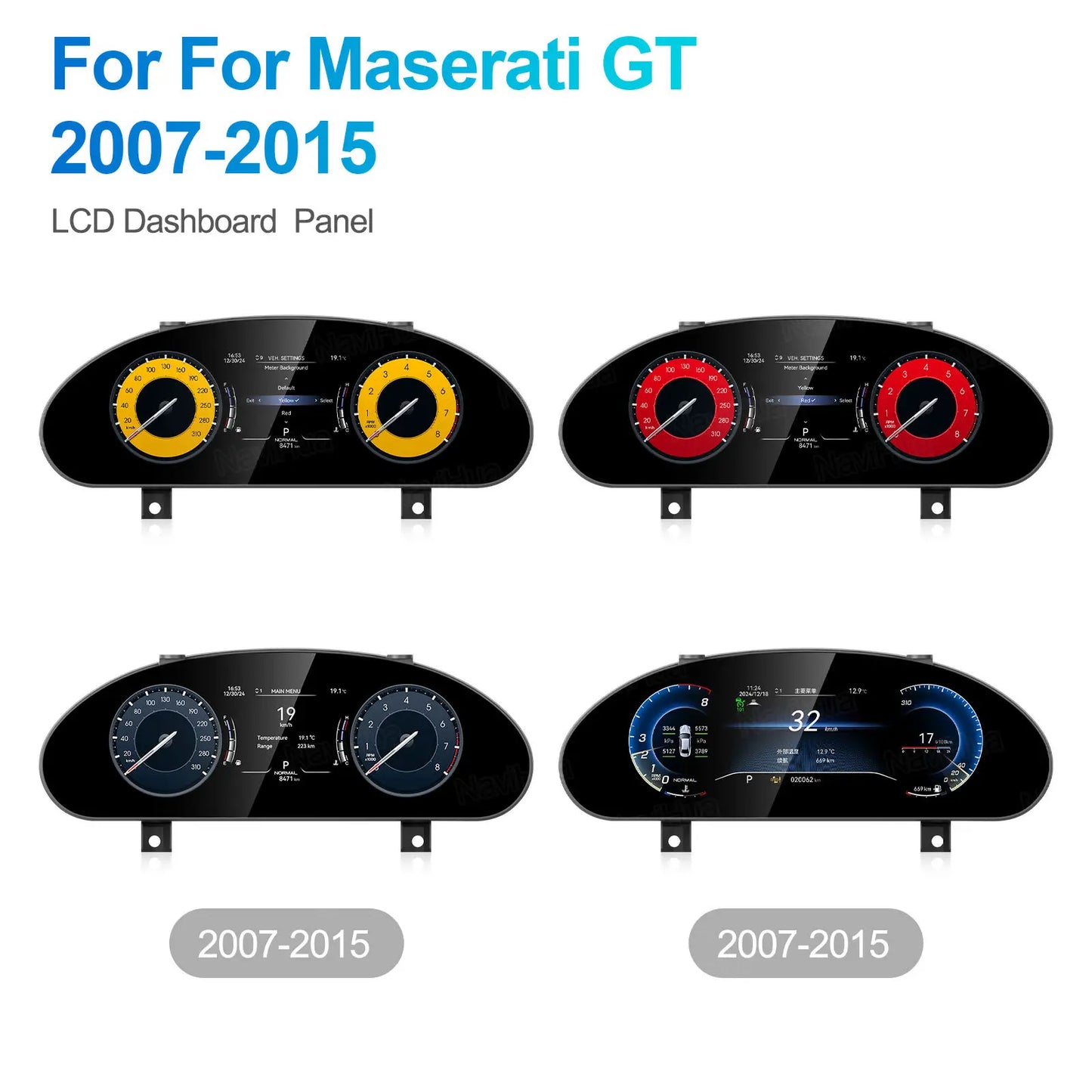 12.3 Inch Car Digital Cluster for Maserati GranTurismo GT 2007 2015 Auto LCD Dashboard Speedometer Virtual Cockpit New Upgrade