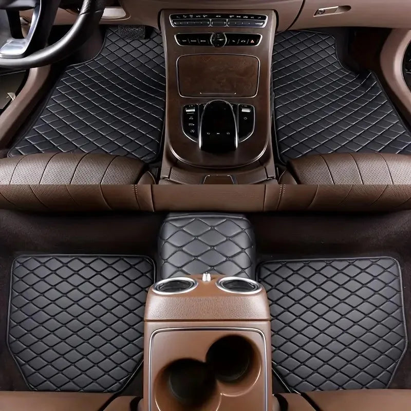 5PCS Car Floor Mats Universal Car Floor Mat Protector Waterproof Anti-fouling Leather Floor Mats Car Interior Accessories