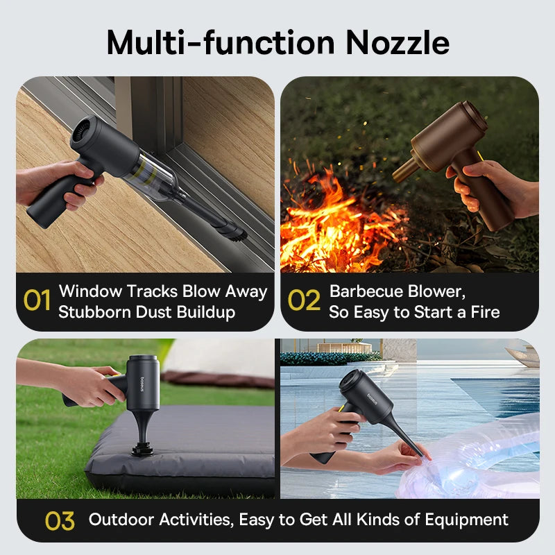 Baseus Car Vacuum Cleaner Air Blower Pumping inflate Powerful Portable Car Cleaning Appliance T-shape Cordless Vehicle Cleaner