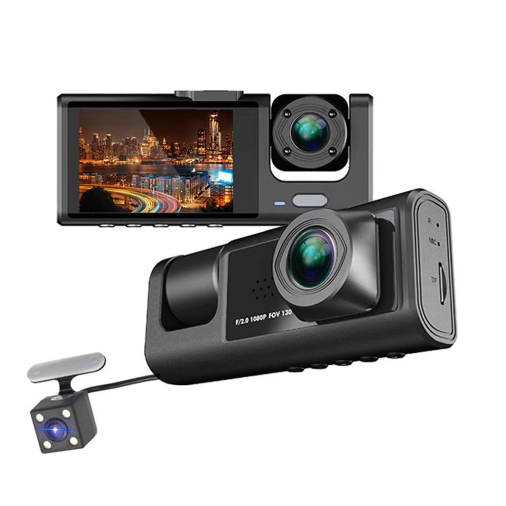 Car DVR S1 2"Screen HD 1080P 3 Cameras+WiFi Dash Cam Front/Rear/In Car for Vehicle Recorder Video Front Optional Rear Camera