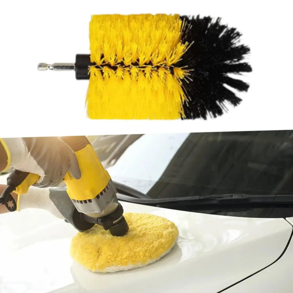 Auto Detailing Drill Brush Car Cleaner Wash Brush Yellow Household Cleaning Supplies Accessory for Floor Mats Car Carpet