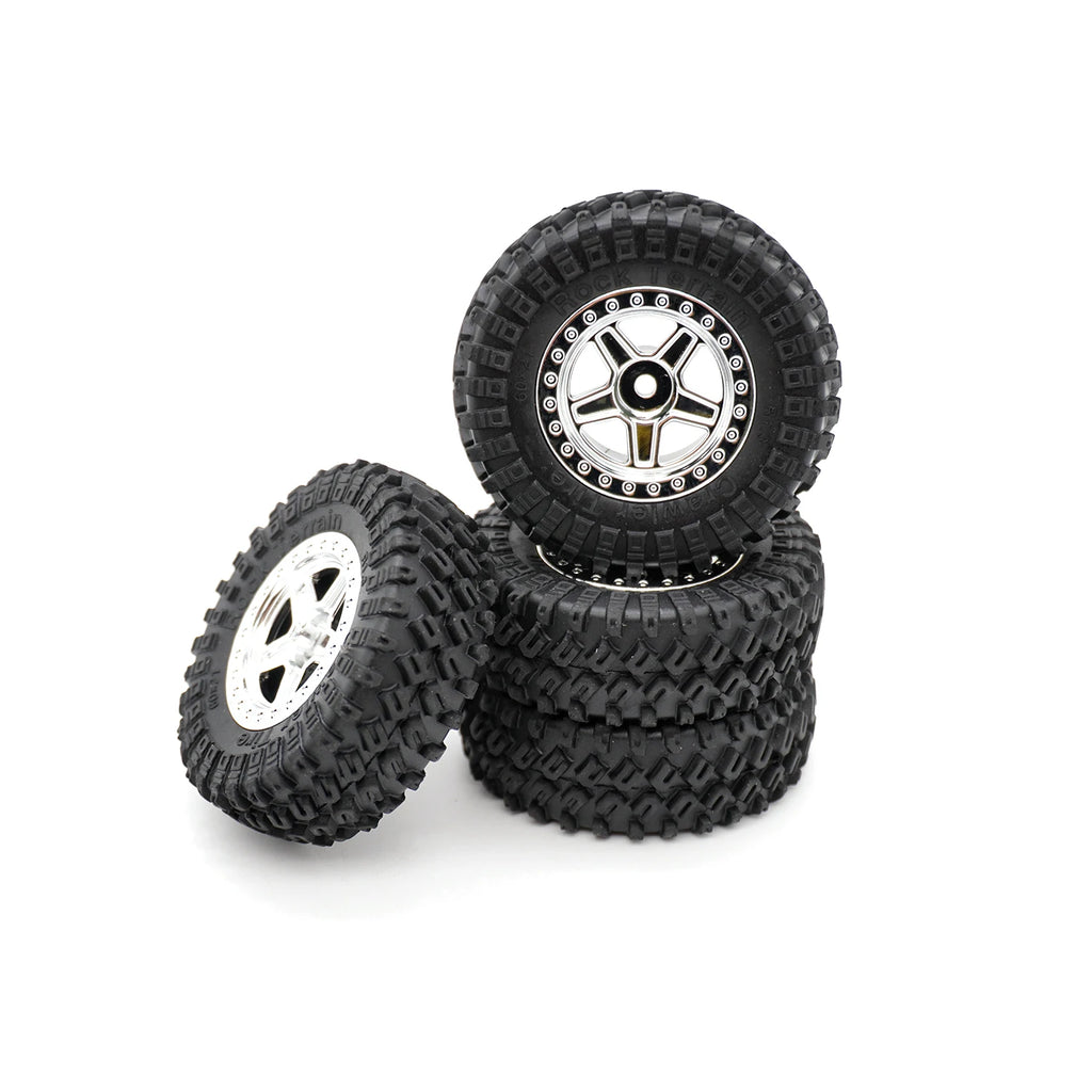 1/18 RC Crawler TRX4M Parts 4PCS 1.3inch Beadlock Wheel Rubber Tyres 60*21mm Front Rear Tires 7mm HEX for RC Car Upgrade Parts