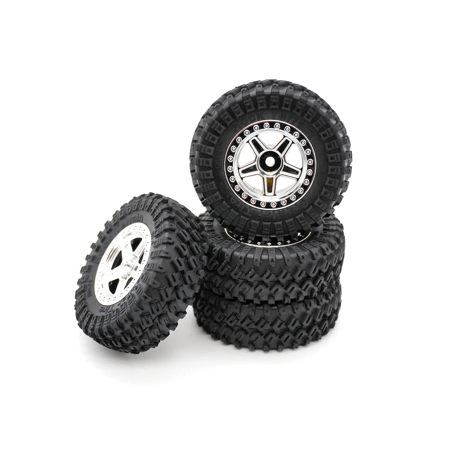 1/18 RC Crawler TRX4M Parts 4PCS 1.3inch Beadlock Wheel Rubber Tyres 60*21mm Front Rear Tires 7mm HEX for RC Car Upgrade Parts