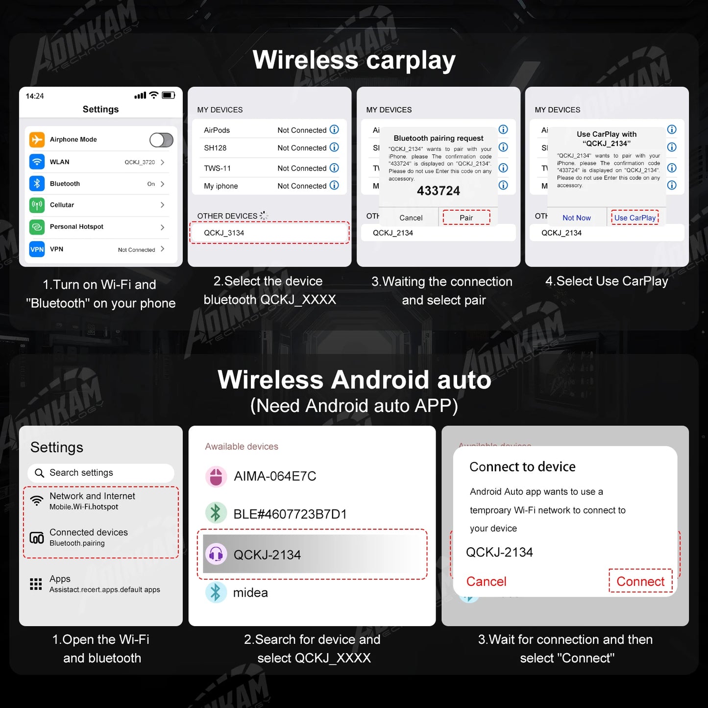 New Trend 10.26 Inch Carplay Android Auto Smart Screen  Built In 5G Hz WiFi BT Support BT Audio Airplay Miracast Car Dashboard