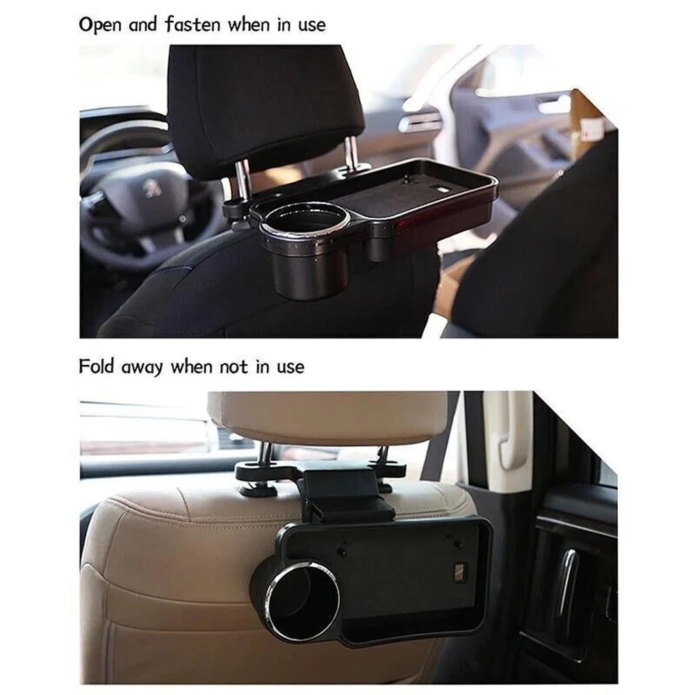 Car Rear Seat Cup Holder Back Seat Organizer Foldable Tray Car Plate Storage Universal Car Accessories