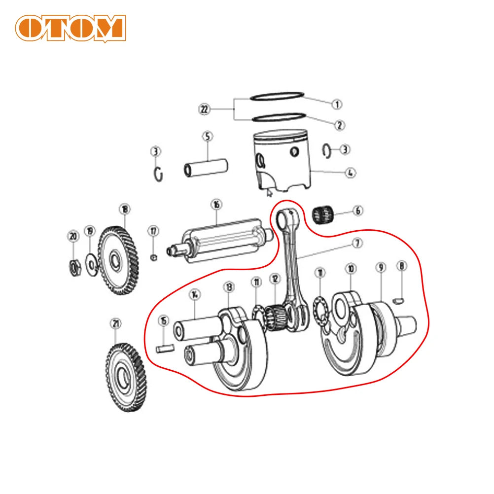 OTOM Motorcycle Crankshaft Assembly With Bearing For YAMAHA DT230 Loncin MT250 GPX TSE250R HJ250H 2 Stroke Engine Connecting Rod