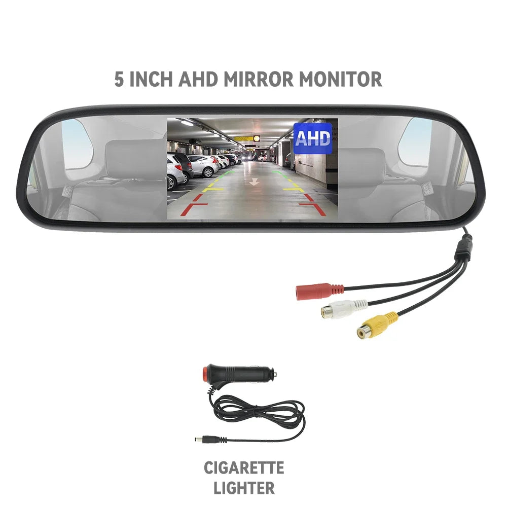 MJDOUD 5 Inch Car AHD Mirror Monitor for Vehicle Parking  5" TFT LCD HD Screen for Rear View Camera Rervesing Dispaly Universal