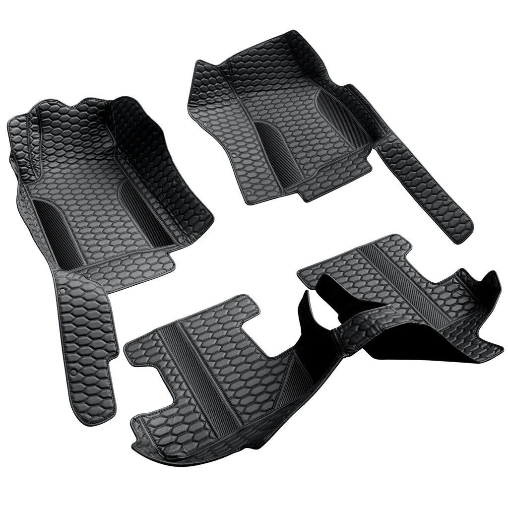 Black Car Floor Mats Full Set Leather with Black Stitching for Ford Mustang 2010-2014 Waterproof Anti-Slip Interior Accessories