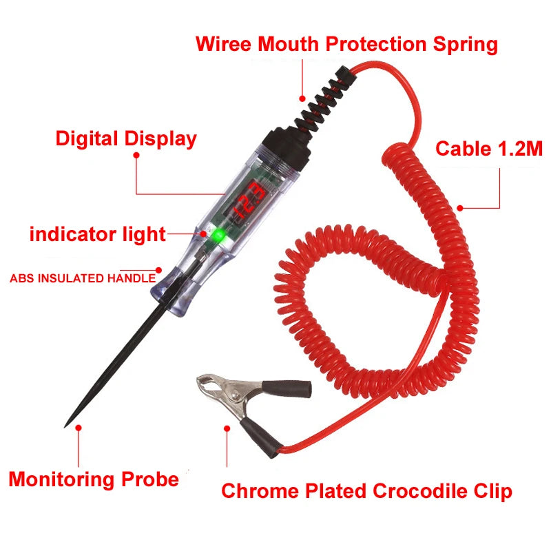 LCD digital 3V 6V 12V 24V Auto Car Truck Voltage Circuit Tester Diagnostic Probe Test Pen Light Electric Measuring Repair Tools