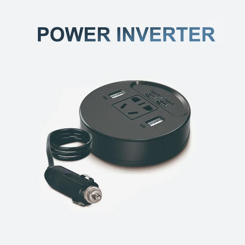 12V/24V to 220V Car Inverter - 150W Quick Charger with USB-C, Fast-Charging Automotive Adapter