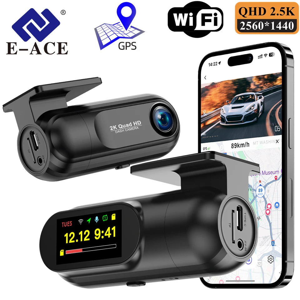 Hidden Dash Cam 2K Car Video Recorder HD Night Vision APP Control Support GPS Parking Monitoring Driving Recorder