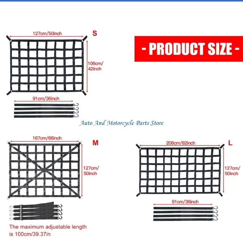 P9FD Truck Bed Cargo Net Tear Resistant S Hook Design For Secure Load Transport