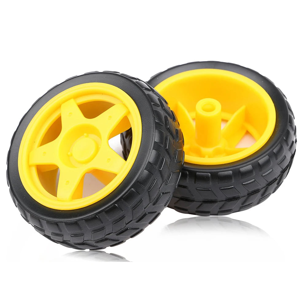 4Pcs DC Electric Motor 3-6V Dual Shaft Geared TT DC Motor Magnetic Gearbox Engine with 4Pcs Smart RC Car Robot Tire Whee