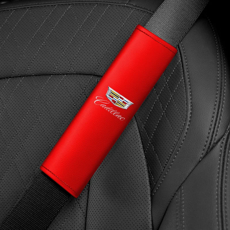Car seat belt Leather Safety Belt Shoulder Cover Breathable Protection Seat Belt Padding Pad Auto Interior For Cadillac accessor
