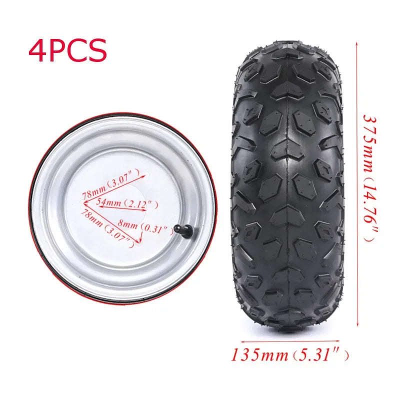 4 Pack 4.10-6 or 145x70-6 or 16X8-7 Tires Tyre Wheels Rims For Go Kart Scoote QUAD Bike Buggy Trolley Drift Trike DIY ATV