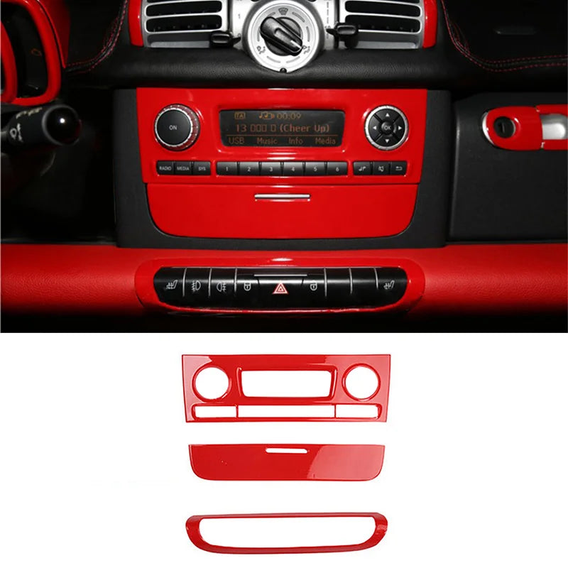 Car ABS Plastic Decorative Cover Red Modification Products For Mercedes Smart 451 Fortwo Interior Sticker Styling Accessories