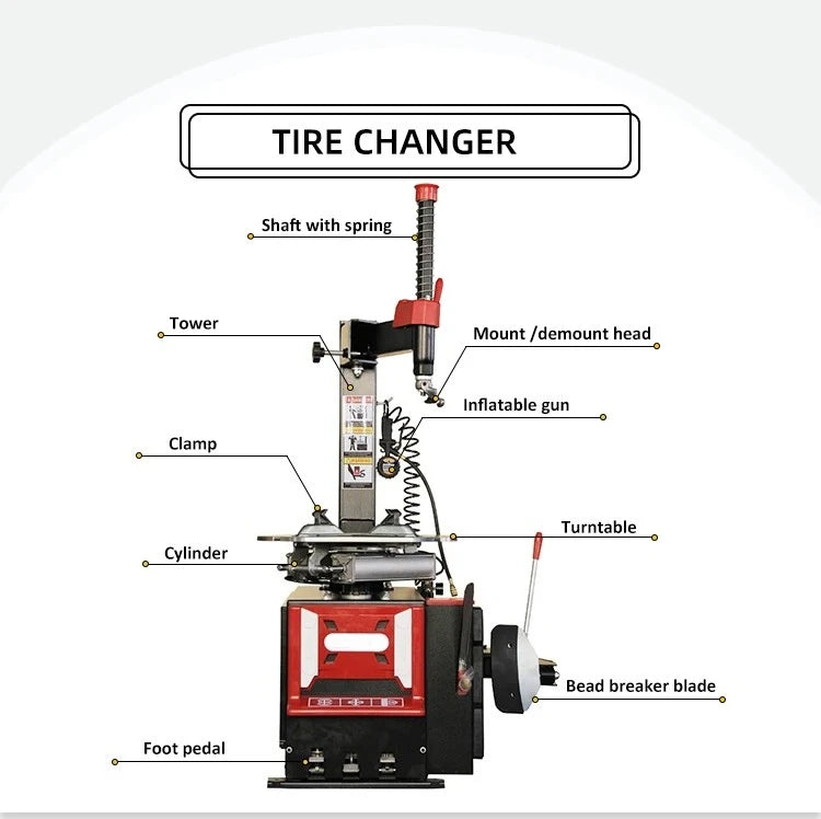 TF-601TC Car Tire Changer - Tyre Remover, 220V/110V/380V, CE Certified, Ideal for Auto Repair Shops & Tire Stores