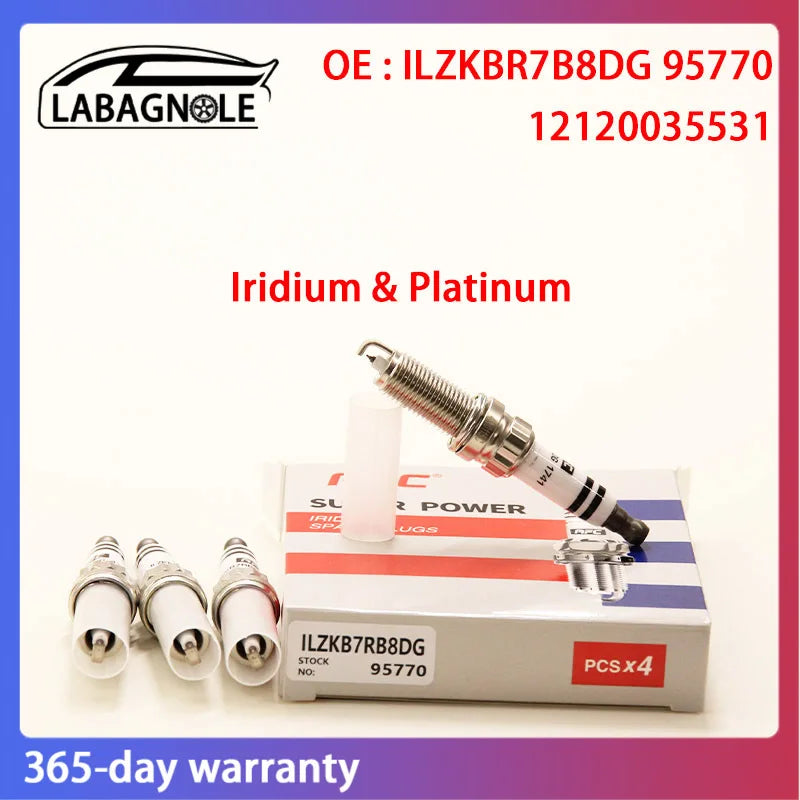 Spark Plug Iridium Platinuim ILZKBR7B8DG 95770 For Peugeot 408 508 1.6T DS Mini Cooper Citroen 5960.L5 V757010680