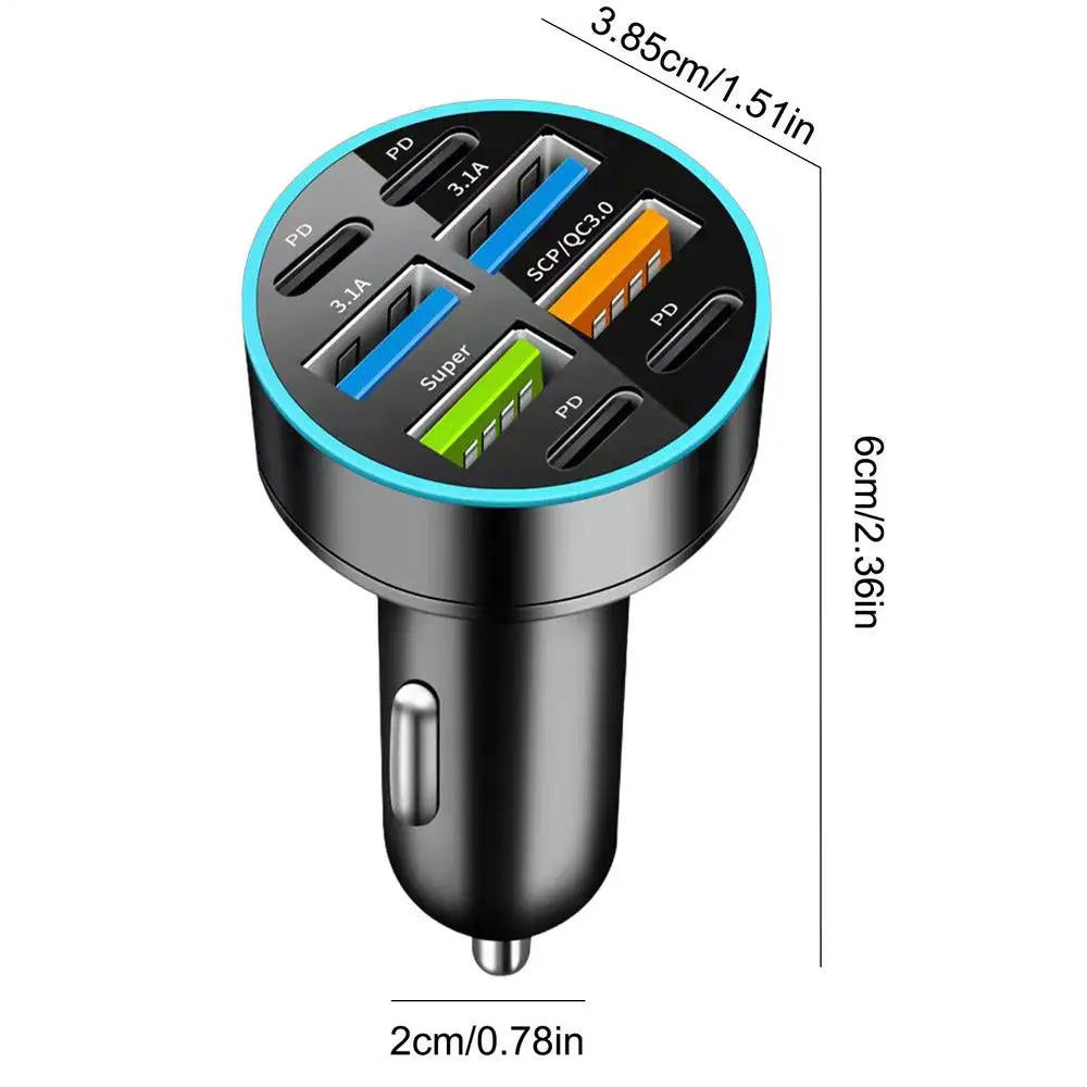 USB Car Charger 66W Fast Charging Car Charger Adapter Digital Display Phone Fast Charger Charging Ports Car Phone Charger