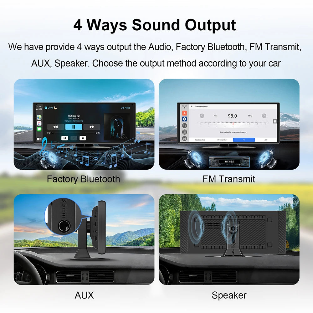 11.6 inch Dash Cam Car DVR Wireless Carplay & Android Auto GPS Navigation Video Recorder Dashboard  Wifi FM AUX
