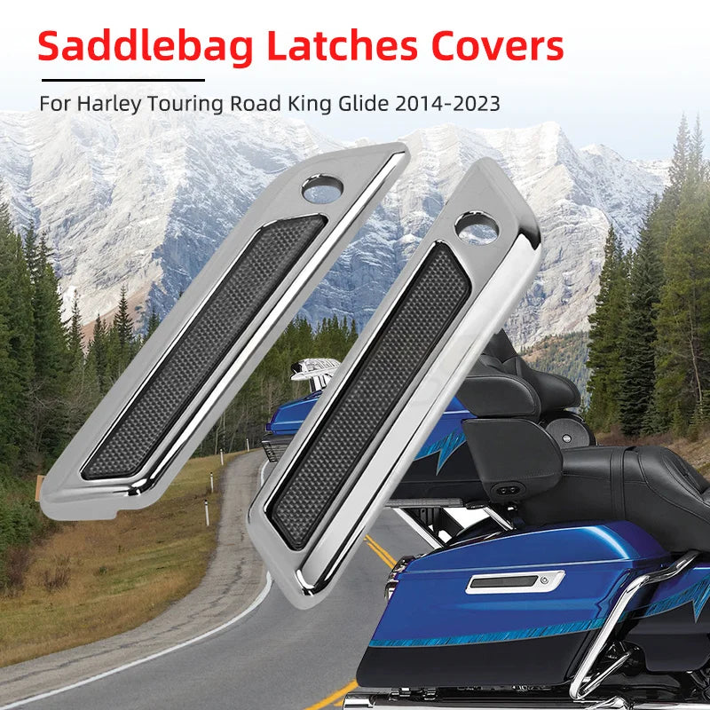 Motorcycle Accessories Hard Saddlebag Latch Cover Reflectors ABS For Harley Touring Road King Road Glide Street Glide 2014-up
