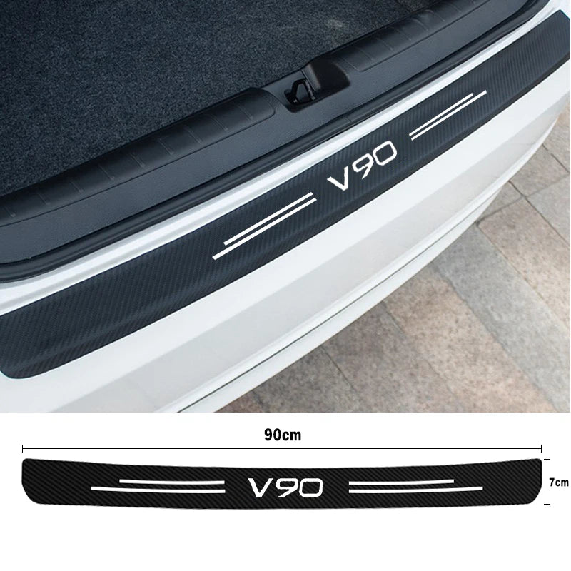 Car Rear Trunk Protection Strip for Volvo V90 v 90 Leather Threshold Pedal Trunk Bumper Guard Plate Anti-Scratch Sticker Decal