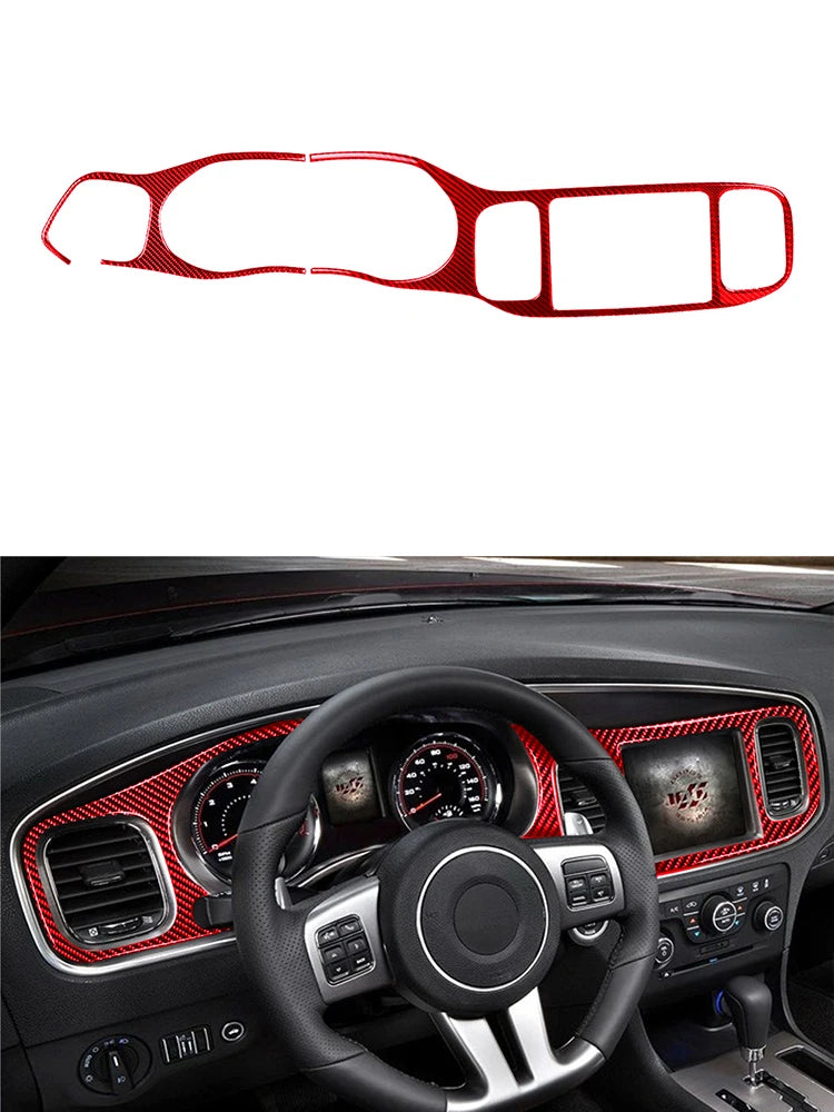 Car Interior Accessories For Dodge Charger 2011 2012 2013 2014 Carbon Fiber Decorative Stickers Dashboard Speedometer Cover Trim