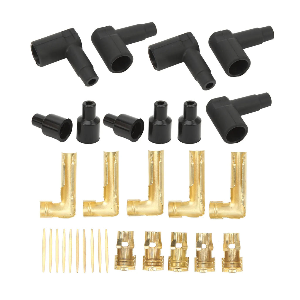 30PCS Spark Plug Coil Wire Boot Black Rubber Material Terminal Kit Fit for 6‑10mm Wires new