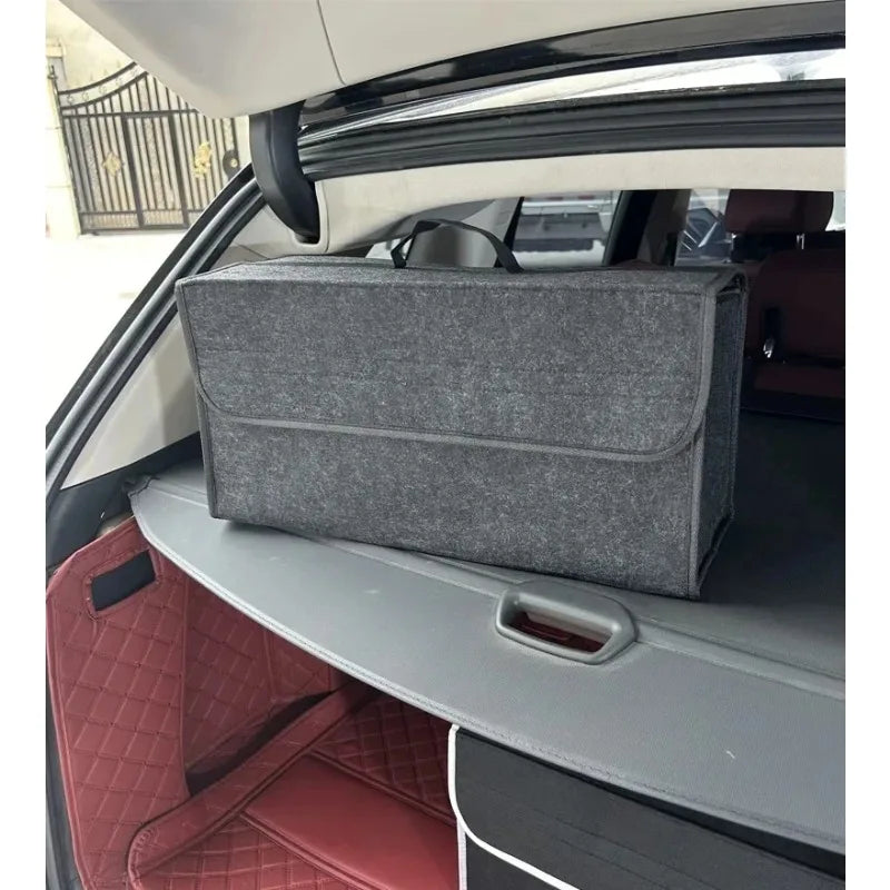 Car Trunk Soft Organizer Felt Storage Box Accessories Large Anti Slip Compartment Boot Storage Organizer Tool Car Storage Bag