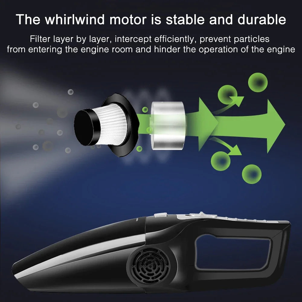 120W 3600mbar Car Vacuum Cleaner High Suction Hand-held 12V Mini 5 Meter Noodle Dry And Wet Dual-use Car Interior Cleaner