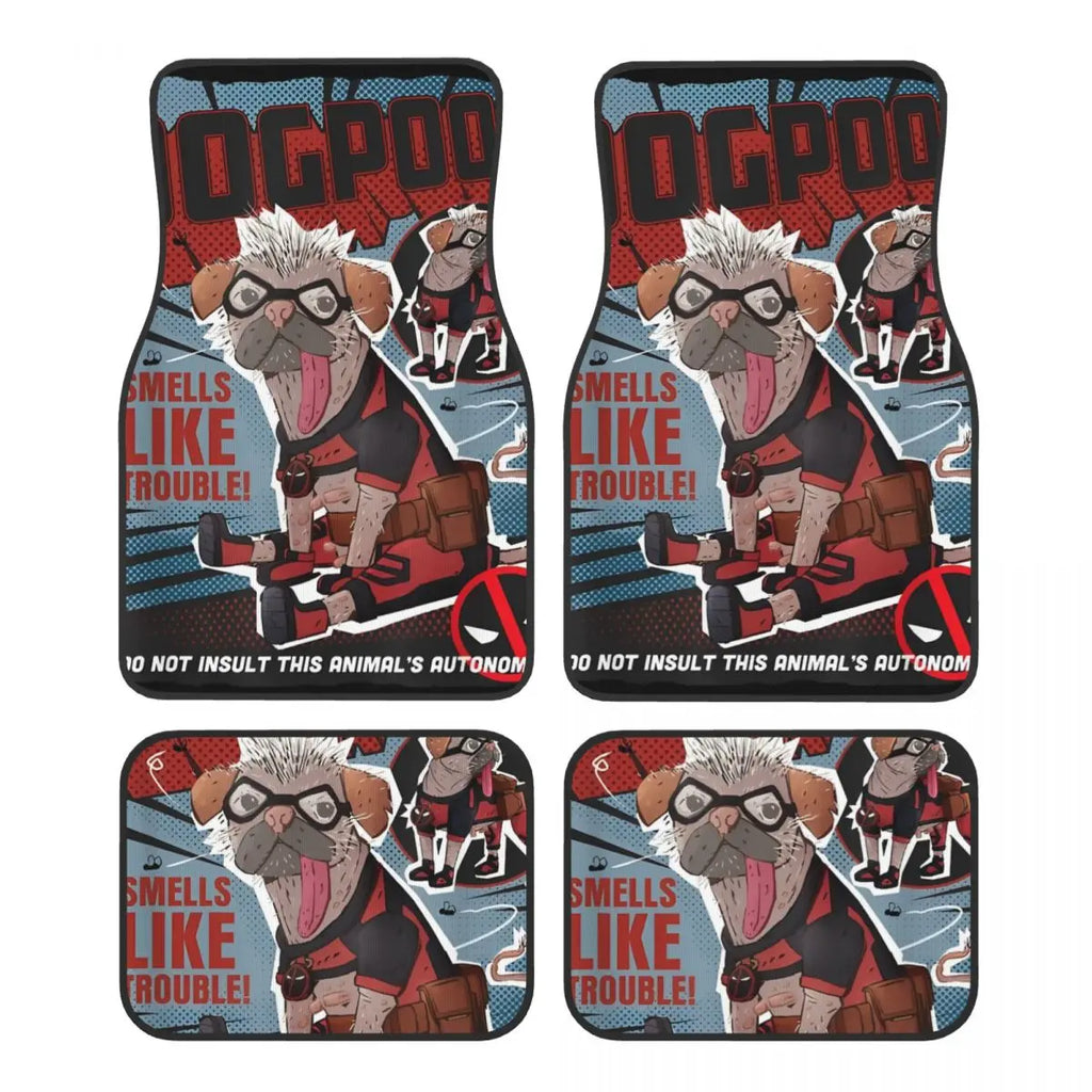 Deadpool Superhero Comics Car Floor Mats Carpet Set of 4 Anti-Slip Universal Automotive Floor Mat Fit for Vans SUV