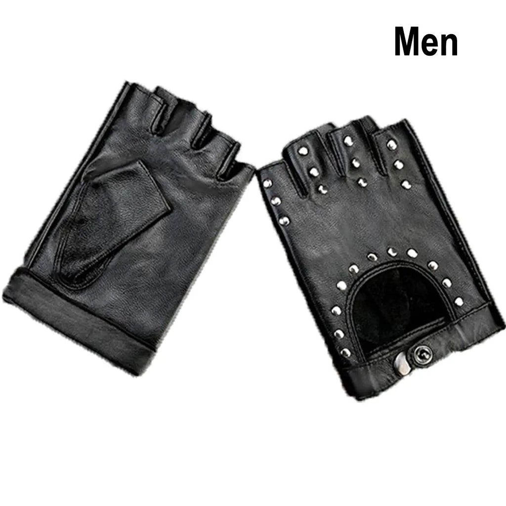 Motorcycle Accessories Driving Motor Rivet Punk Glove Gloves Fingerless Leather Mittens