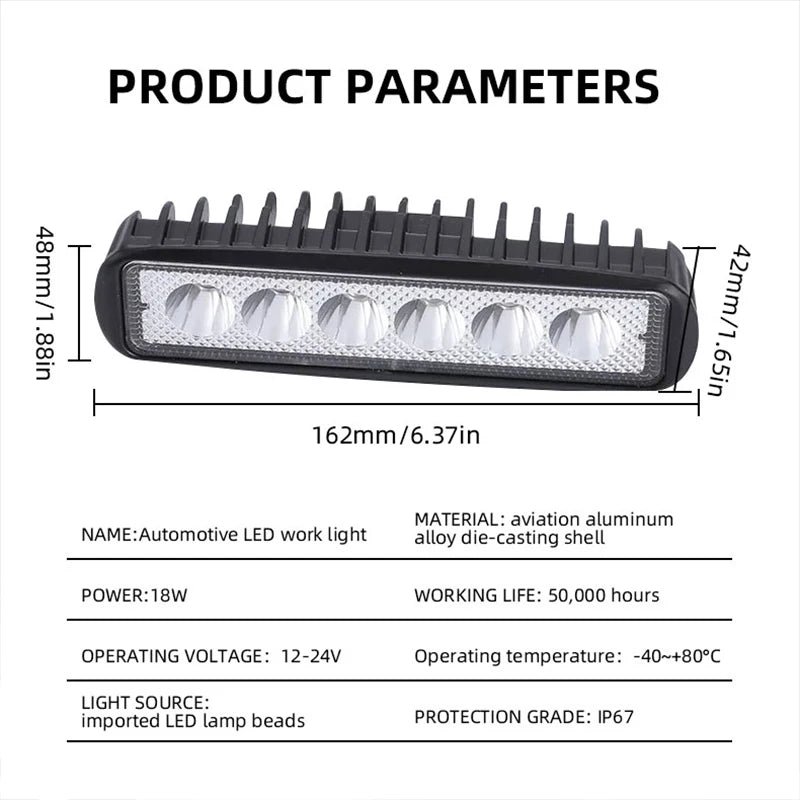 6 LED Car Work Light High Bright Spotlight Offroad Automobile Truck Driving Fog Headlights DRL Driving Lamp 12V Universal