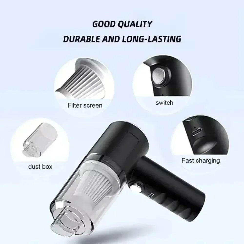 New 120W Vacuum Cleaner Portable Car Vacuum Cleaner USB Charging Handheld Cordless Powerful Suction for Auto/Home/Office/Pet Hai