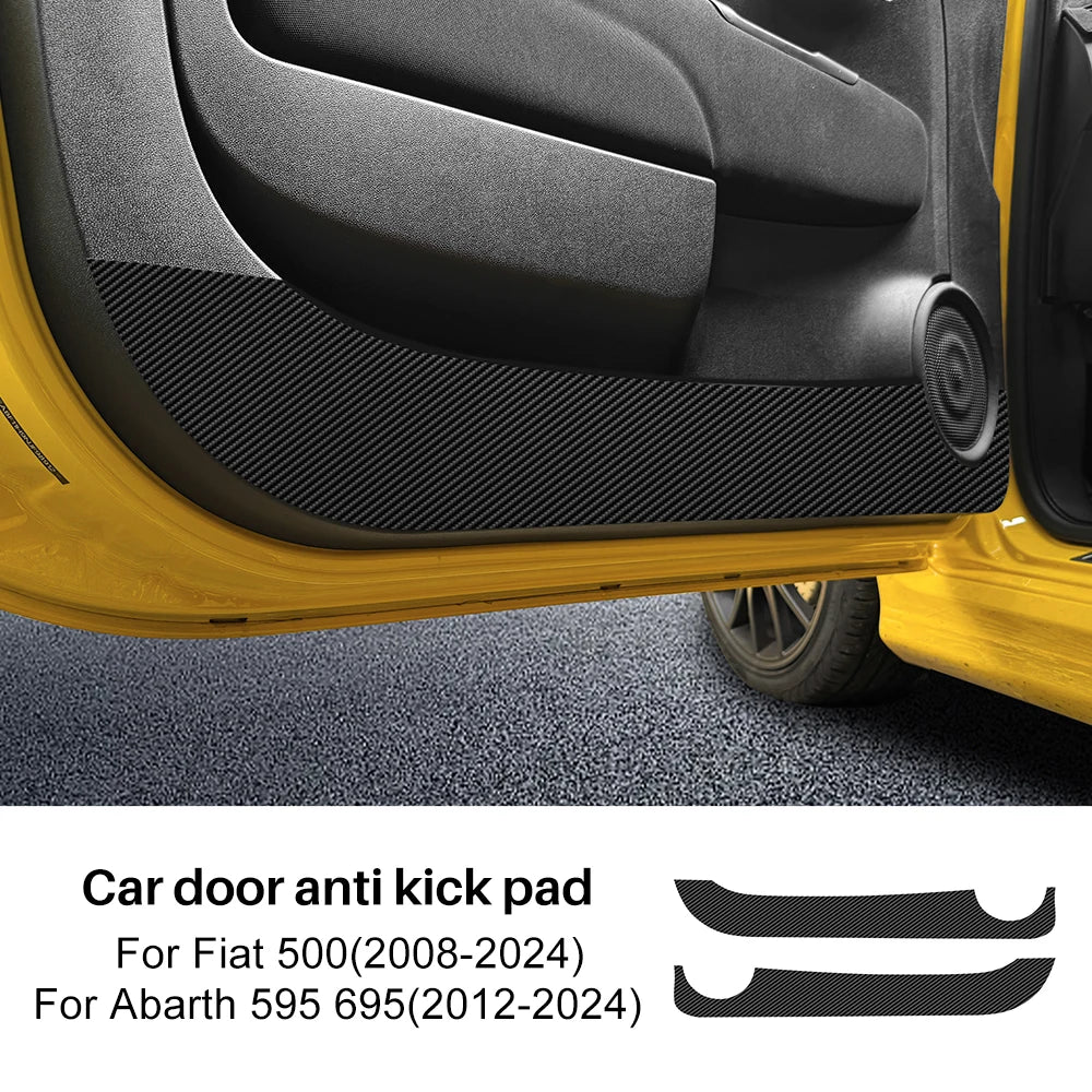 For Fiat 500/500C 2008-2024/500E 2012-2019/Abarth 595 695 2012-2024 Door Anti-kick Pad LHD RHD Car Mat Interior Trim Accessories