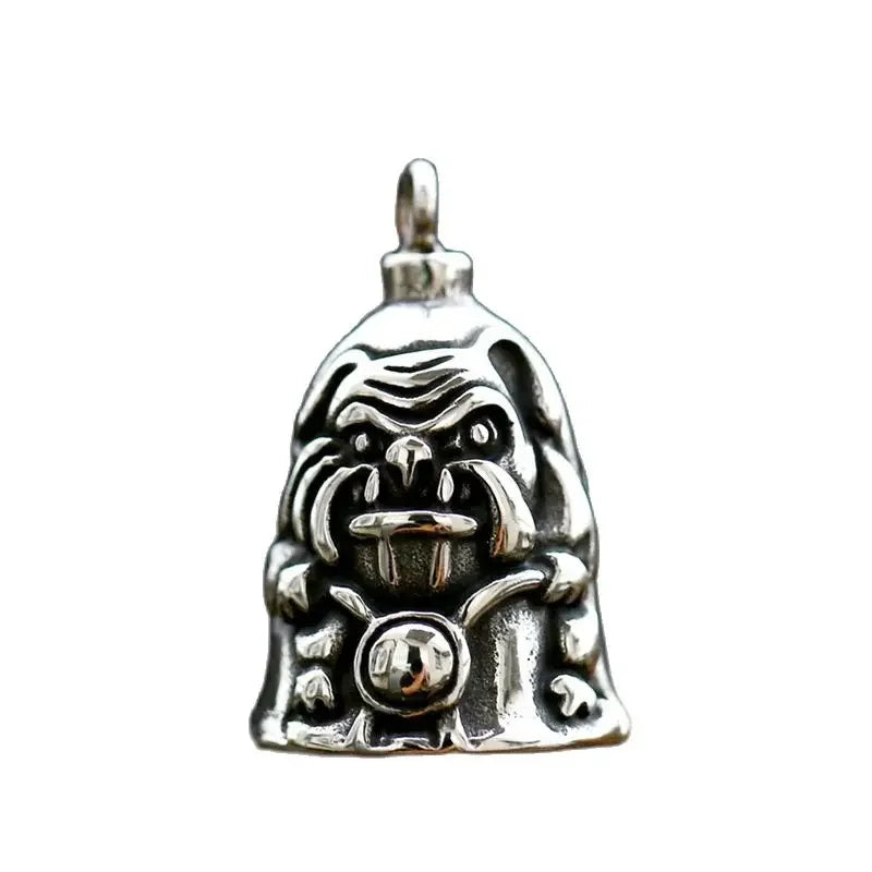 Retro Punk Domineering Skull Bell Pendant Necklace Suitable for Men Cycling Motorcycle Accessories Gift