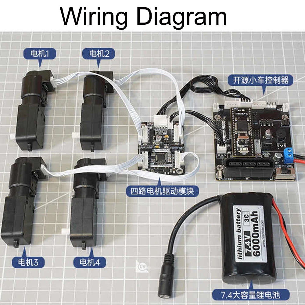 4 Way Encoder Motor Drive Module Onboard Voltage Regulator Circuit Motor Control Smart Car DIY Electric Race Dedicated Driver