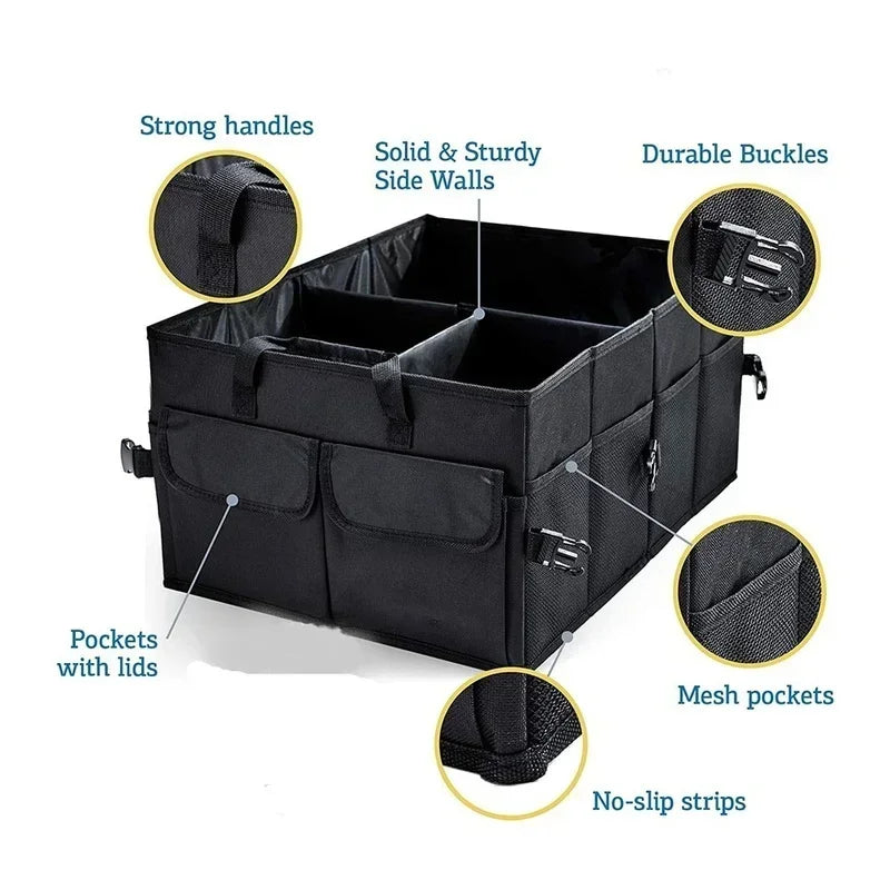 Big Capacity Car Trunk Organizer Collapsible Storage Box Eco-Friendly Durable Auto Cargo Organizer for SUV Truck Travel