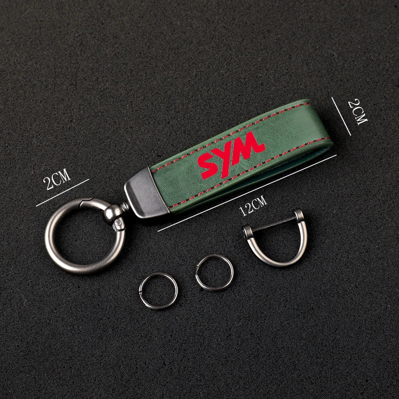 HD printed vintage leather horseshoe ring keychain for SYM Motorcycle Accessories