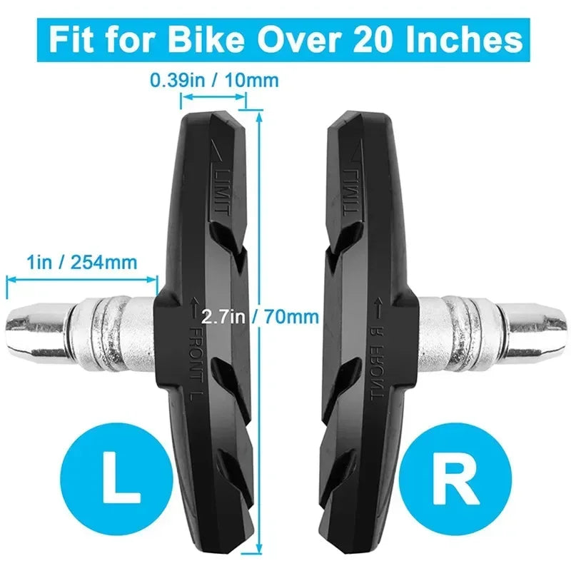 1/2 Pairs Durable Bicycle Silent Brake Pads V Brake Holder Rubber Blocks for Long-Lasting Performance Cycling Accessories
