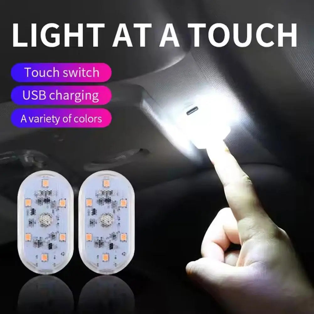 Car LED Touch Lights USB Sensor Rechargeable Reading Light Auto Door Light Roof Ceiling Lamp Car Interior Atmosphere Lamp
