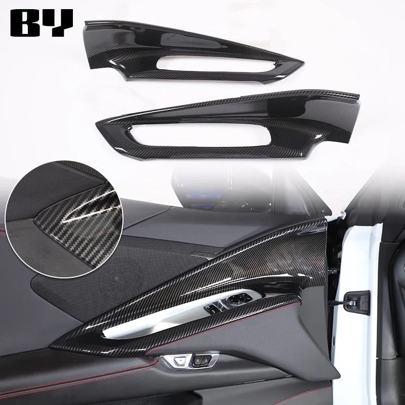 For Chevrolet Corvette C8 2020-2024 Car Accessory ABS Carbon Fiber Car Console Gear Shift Panel Cover door armrest Trim Sticker
