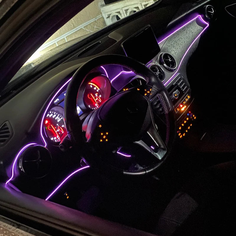 5m Car Interior Accessories Atmosphere Lamp EL Cold Light Line With USB DIY Decorative Dashboard Console Auto LED Ambient Lights